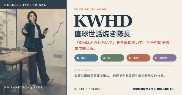KWHD「直球世話焼き隊長」の女性人物版X専用結果カード