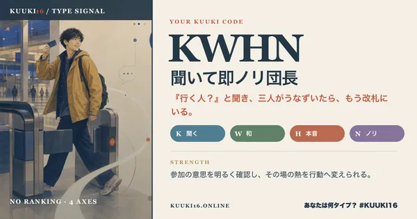 KWHN「聞いて即ノリ団長」の男性人物版X専用結果カード